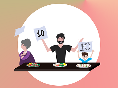 Family Cookin Competition Illustration competition cooking creative design design eating family father flat design flat illustration grandma illustration illustration art illustrator mother son vector visual identity