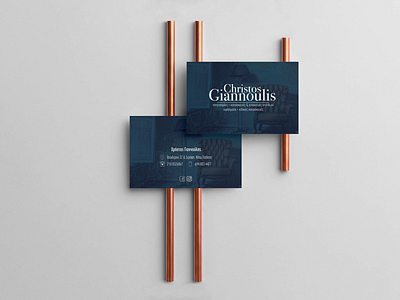Giannoulis - Business Cards Design blue branding business cards card cards corporate corporate cards design furniture graphic design logo logo design stationery typography vintage workshop