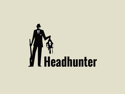 Headhunter logo agency branding design funny graphic design headhunter hunter illustration logo retro
