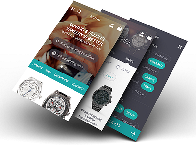 Ecommerce App for Buying and Selling Jewelry ecommerce iphone material design