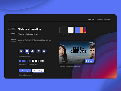 Style Tile - Streaming Platform components design graphic design interface style tile styleguide ui