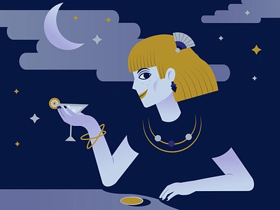 I Lik'em Dry artdeco drink drinking drinks drinks menu flapper gin illustration lemon martini negative space night sky nightclub nightlife optical art optical illusion roaring 20s social social club vodka