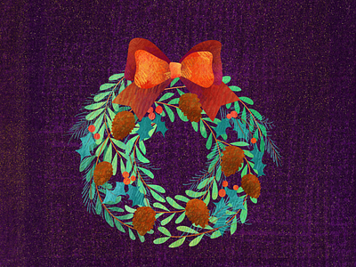 Holiday wreath acorns brush chen design chenliu.design design everygreen graphic happy holidays holiday illustration leaves sketch wreath