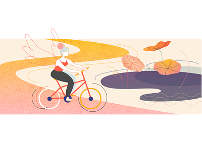 Cycling Angel angel cycling graphic illustration lotus lotus flower pond sketch ui