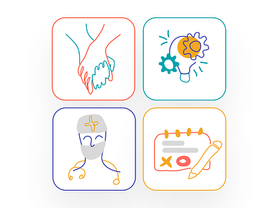 Icons set calendar color palette doctor hands health icons icons design management schedule sketch vector