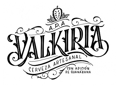 Logo for Valkiria Craft Beer beer branding colombia craft beer guanabana handlettering lettering logo logo design logotype sketch