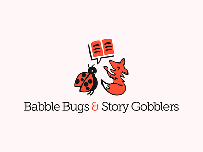 Babble Bugs & Story Gobblers Branding book books design fox illustration ladybug logo