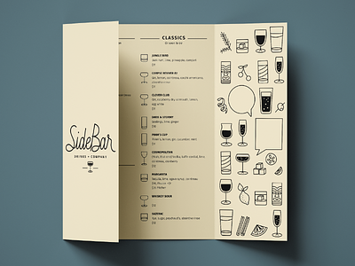 SideBar Menu Design + Illustrations branding cocktails design illustration menu restaurant