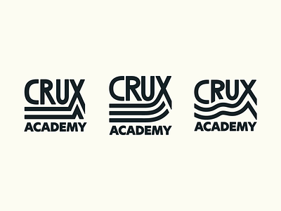 Crux Logos academy branding crux handdrawn lettering logo mountains water waves