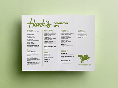 Hank's Menu bar design dog flying dog handlettering layout lettering logo logo design menu restaurant