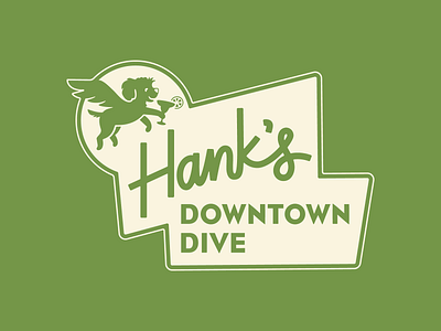 Hank's Downtown Dive Branding bar bar logo beach vibe branding design dog flying dog handdrawn handlettering illustration logo neon sign restaurant restaurant logo retro typography vector