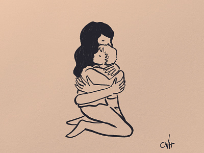Squeezy hug black and white child doodle handdrawn hug illustration kid love mom parent parenting sketch