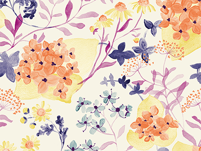 Botanical Pattern floral flowers illustration pattern repeat spring watercolor