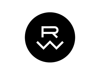 RW2 black circle illustrator logo monogram white