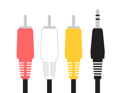 Analog black cables illustration illustrator rca red white yellow