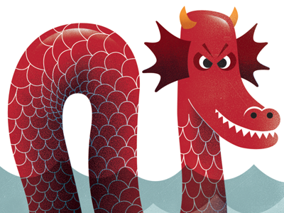 Seamonster illustration monster red texture