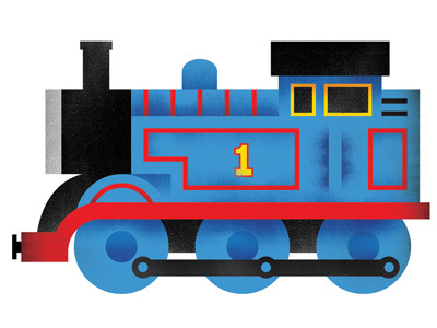 Thomas the Tank Engine blue digital etsy illustration texture