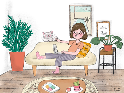 Weekend is coming cartoon cat character childrenbook design girl illust illustrations illustrator love weekend