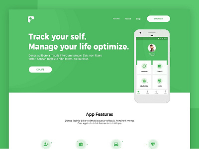 TrackMe app landing creative tracking app.