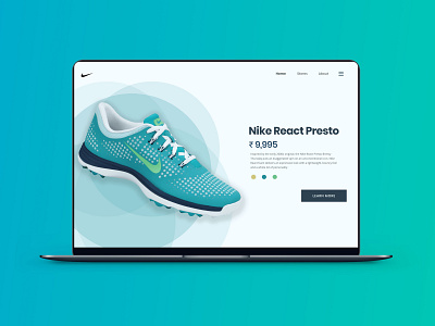 Nike React Presto homepage design product page shot ui uiux userinterface webdesign webdesigner