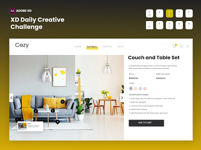 Adobe XD Daily Creative Challenge - Cozy designer product page shot ui userinterface