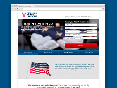 Veterans Memorial Program blue branding design development logo military red veterans web