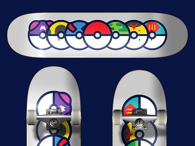 Pokéskate design illustration illustrator pokeball pokemon skate skateboard vector