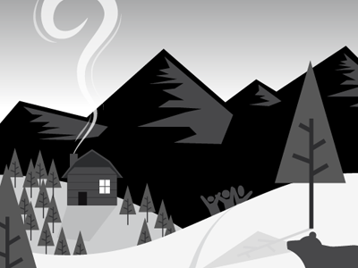 Holiday Project Grayscale bear cabin holiday snow