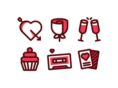 Valentines Day Icons arrow card cupcake design glass heart icons illustrator mixtape rose valentines day vector