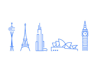 Office Location Icons chicago cities icons illustrator line locations london paris seattle sydney travel vector