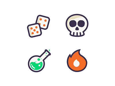 Fantasy iOS Sticker Pack boardgames dd design dice fantasy fire games icon illustration potion roleplaying skull