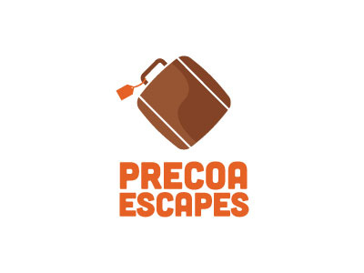 Precoa Escapes brown design logo orange precoa suitcase tag travel vector