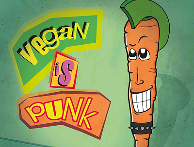 Vegan is Punk cartoon character color illustration plant punk vegan veganism vegetables