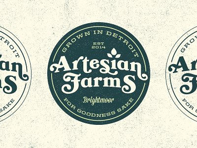 Artesian Farms Badge artesian badge branding detroit farm green hydroponics identity logo natural organic vintage
