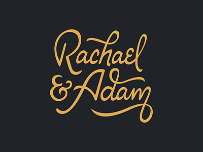 R&A gold handlettering invites lettering script type typography wedding