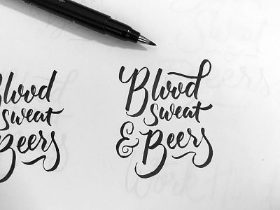 Blood Sweat Beers brush handlettering lettering letters script sketch type typography