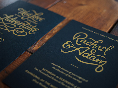 RB+AC foil gold handlettering invites lettering print script type typography wedding