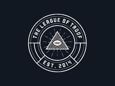 League of Troof badge branding circular fantasy football illuminati knowledge logo truth