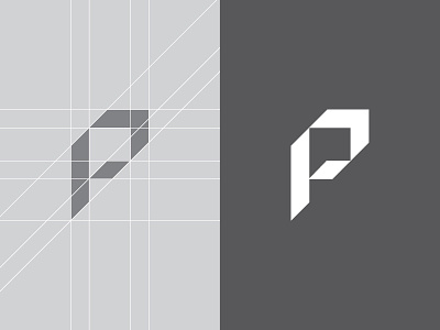 P Icon angle branding geometric geometry grid icon logo mark minimal modern p slice