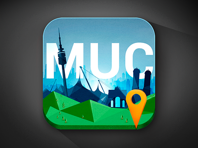 Icon - City App blue city flat green icon landmark munich münchen pin