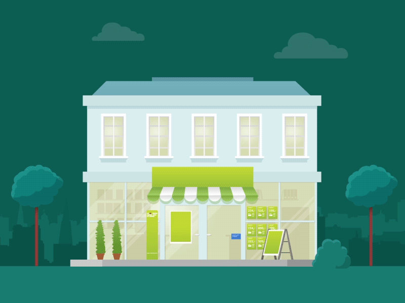 House - Animated Build Up agency animated building bush city furniture green house munchen munich office tree
