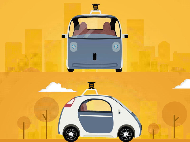 Google Car in the wild ;) animation automated car city clean gif munchen munich passenger scanner self driving vector