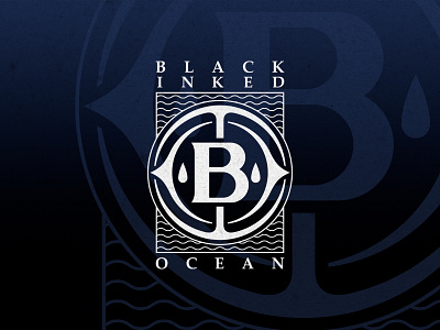 Black Inked Ocean - Logo badge badgelogo band black branding compass design inked logo logodesign marine metal monogram ocean underthesea vector vectordesign