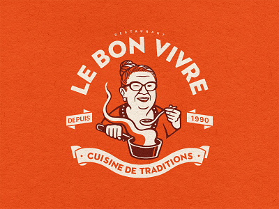 Restaurant Le Bon Vivre - logo badgedesign branding chef cook cuisine design france gers icon illustration logo logodesign mascott restaurant sudouest toulouse traditions