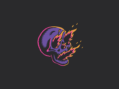 Firehead antoinelanau artwork black design fire flames icon illustration illustrator iu logo merch pink print purple skeleton skull tattoo ux yellow
