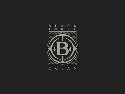 Black Inked Ocean badge design band band design black branding circle design geometric logo grey icon illustrator logo merch design merchandising monogram print typography vector waves