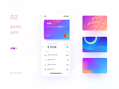 Bank app card revised design app bank card design icons ui ux web