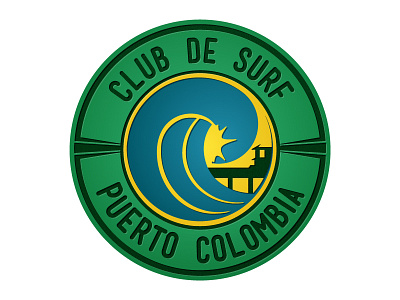 C.S.P.C badge beach blue club colombia green logo nature puerto colombia sun surf waves yellow