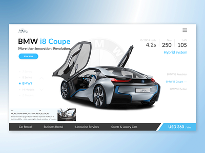 Rent Cars bmw cab booking car design i8 logo rent car rentals ux vector