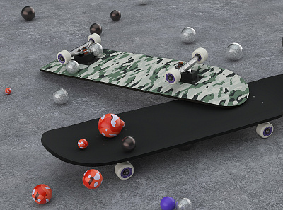 skateboard 3d abstract c4d cinema 4d design geometric photoshop skateboard skateboarding web